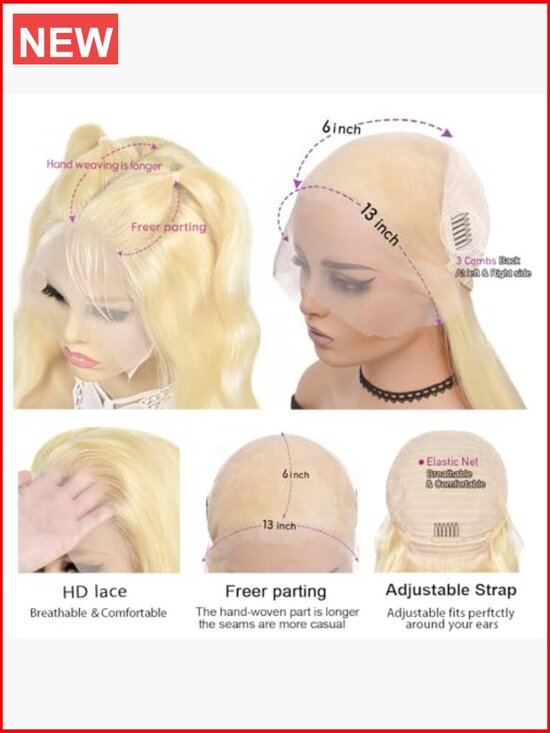 200% Density Body Wave 13x6 Lace Front Wig Human Hair Tangle Free main image 4